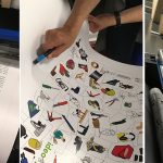 Kuvakommunikaationäyttelyn näyttelyplanssien tulostusta kaupunkikirjasto Oodissa